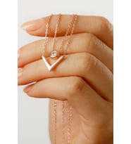 925 Ayar Gümüş Çift Zincir Trend Kolye