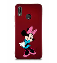 Huawei P20 Lite Soft Premier Kapak Minnie Mouse-F Tasarımlı Silikon Kılıf - Mürdüm (Şeffaf)