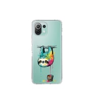 Xiaomi Mi 11 Lite ile Uyumlu Splash Tembel Hayvan Tasarımlı Şeffaf Silikon Kılıf