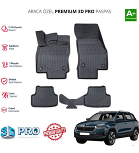 SKODA KAROQ ARACA ÖZEL 3D PASPAS 2018 2019 2020 2021 2022 2023 2024