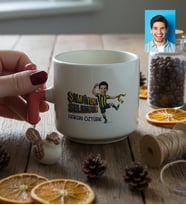 Kişiye Özel Karikatürlü Sarı Lacivert Taraftar T Kupa Doğum Günü Hediyesi