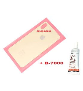 Tkgz İPhone XS MAX Arka Pil Batarya Kapağı (CAM+B-7000) GOLD