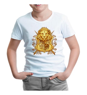 A Lion Head in Heraldic Style Beyaz Çocuk Tshirt