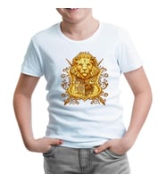 A Lion Head in Heraldic Style Beyaz Çocuk Tshirt