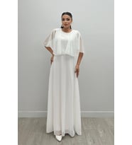 Şifon Kumaş Bolero Detaylı Elbise - BEYAZ