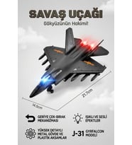 J-31 Gyrfalcon Işıklı Sesli Metal Savaş Uçağı - Geriye Çek Bırak Model Oyuncak Uçak 22 cm