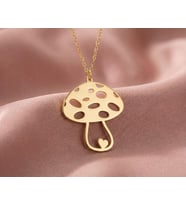 Kişiye Özel Kalp Motifli Şık Mantar Kolye 925K Gümüş (Gold)
