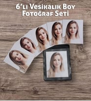 Kişiye Özel Fotoğraflı 6'lı Vesikalık Set - Cep & Cüzdan Boy Vesikalık Biyometrik Fotoğraf 5x6cm Fotoğraf Baskı