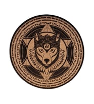 ŞAMAN KURT Tanrı Türkü Korusun  Deri PEÇ - Arma - Leather Patch (Bej)
