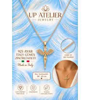 925 Ayar Gümüş İthal Zincirli Zirkon Taşlı Melek Kolye 40-45cm Ayarlanabilir