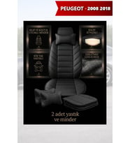 peugeot 2008 2018 Koltuk ve Kılıf uyumlu Lüks Siyah Minder Yastık 2 Minder 2 Yastık
