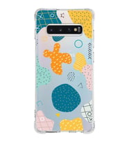 Samsung Galaxy S10 Plus  Köşe Korumalı Antişok Kapak Geometrik Şekiller Tasarımlı Şeffaf  Kılıf