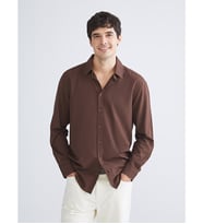 LCW ECO Kahverengi Slim Fit Uzun Kollu Erkek Gömlek
