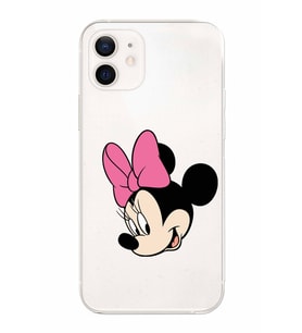 Apple iPhone 12 Mini Uyumlu Kamera Korumalı Tıpalı Kapak Minnie Mouse TasarımlıŞeffaf Kılıf