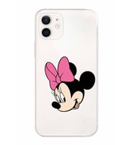 Apple iPhone 12 Mini Uyumlu Kamera Korumalı Tıpalı Kapak Minnie Mouse TasarımlıŞeffaf Kılıf