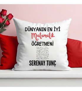 Dünyanın En İyi Matematik Öğretmeni Baskılı Elyaf Dolgulu Saten Hediye Yastık