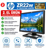 HP ZR22w 22 İnç Full HD IPS LED Monitör 1920x1080 VGA DVI DisplayPort Yükseklik Ayarlı Bakımlı Temiz 2. El