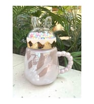 Tavşan Kapaklı Ponpon Kupa Mug Lila