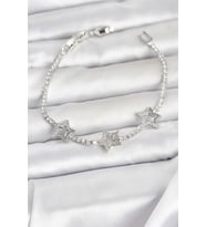 Pirinç Gümüş Renk Yıldız Model Zirkon Taşlı Su Yolu Kadın Bileklik 5886 - EEEEEE8839-1582