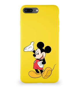 Apple iPhone 7 Plus Soft Premier Kapak Mickey Mouse-C Tasarımlı Silikon Kılıf - Sarı (Şeffaf)
