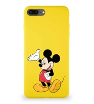 Apple iPhone 7 Plus Soft Premier Kapak Mickey Mouse-C Tasarımlı Silikon Kılıf - Sarı (Şeffaf)