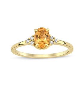 Citrine Oval Tektaş Pırlanta Yüzük