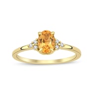 Citrine Oval Tektaş Pırlanta Yüzük