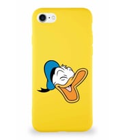 Apple iPhone 7 Soft Premier Kapak Donald Duck-E Tasarımlı Silikon Kılıf - Sarı (Şeffaf)