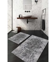 Dijital Baskılı Kaymaz Taban Yıkanabilir 2'li Klozet Takımı Banyo Paspası NDKZ-HT-482 (Gri)