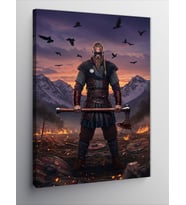 Kanvas Tablo Viking Savaşçısı Ve Kuzgunlar