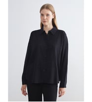 LCWAIKIKI Classic Siyah Dokulu Oversize Kadın Gömlek