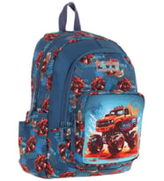 Kaukko Kids Üç Bölmeli (Yeşil Kırmızı - Arazi Aracı Baskılı) Erkek Çocuk Okul ve Günlük Sırt Çantası - L5282 (Çok Renkli)