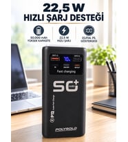 Yüksek Kapasiteli 50.000 mAh Powerbank 22,5 W Hızlı Şarj 4 Dahili Kablo LED Aydınlatma