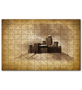 Cakapuzzle Kara Kalem Sanat Çalışması Şato Görseli Puzzle Yapboz MDF (Ahşap) (120 Parça)
