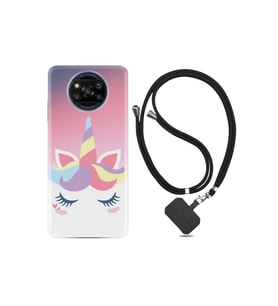 Xiaomi Poco X3 Kılıf Silikon Ipli Boyun Askılı Desenli Sweety Unicorn 1737