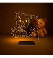 Luvivia Çocuk Odası Domuz Yavru Domuz 3D Lamba - Masa Gece Lambası