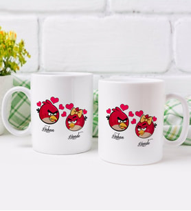 BK Gift Kişiye Özel İsimli Sevgililer Günü Tasarımlı İkili Kupa Bardak-89