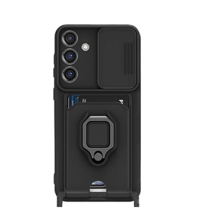 Samsung Galaxy S25 Plus Kılıf Zuma Kartvizitli Yüzüklü Silikon - Siyah
