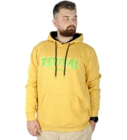 Mode XL Büyük Beden Erkek Sweatshirt Kapşonlu Kanguru Revival 22545 Hardal