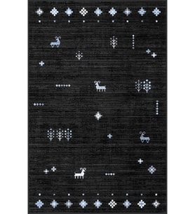 Eliana Home Baskılı, Yıkanabilir Kaymaz Taban Salon Halısı LNA0098-SD1057 100x150 cm (Siyah)