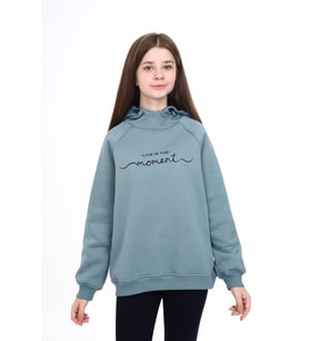 Toontoy Kız Çocuk Baskılı Sweatshirt (Açık Mavi)