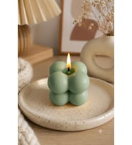 Mini Bubble 3'lü Mum - Mumelia Candles Doğal Soya, El Yapımı, Dekoratif - Adaçayı Yeşili