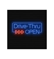 Drive-Thru OPEN Yazılı Neon Tabela