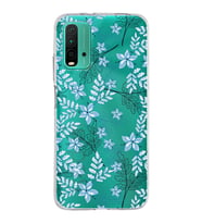 Xiaomi Poco M3 Uyumlu Kapak Floral Mavi Tasarımlı Şeffaf Silikon Kılıf