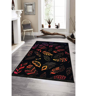 Turuncu Yapraklı Kaymaz Tabanlı Dekoratif Halı AR089 - 100 x 160 cm