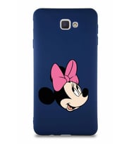 Samsung Galaxy J7 Prime Soft Premier Kapak Minnie Mouse-A Tasarımlı Silikon Kılıf - Lacivert (Şeffaf)
