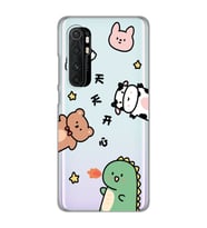 Xiaomi Mi Note 10 Lite Uyumlu Sevimli Hayvanlar Desenli Şeffaf Telefon Kılıfı
