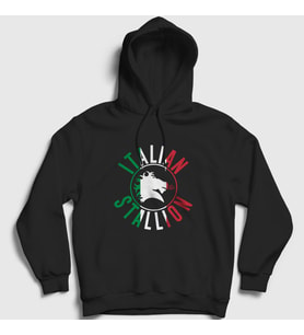 Presmono Unisex Siyah italian Stallion Film Rocky Kapüşonlu Sweatshirt 249748tt