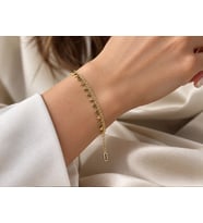 Xuping Kadın 14K Altın Kaplama Gold Gold Mini Üçgen Charm Detaylı Zincir Bileklik - 92