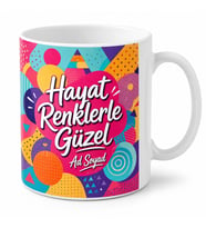 Renkli Tasarım Seven İçin Özel Tasarım Seramik Baskılı Kupa Bardak Karışık Desenli Hediye